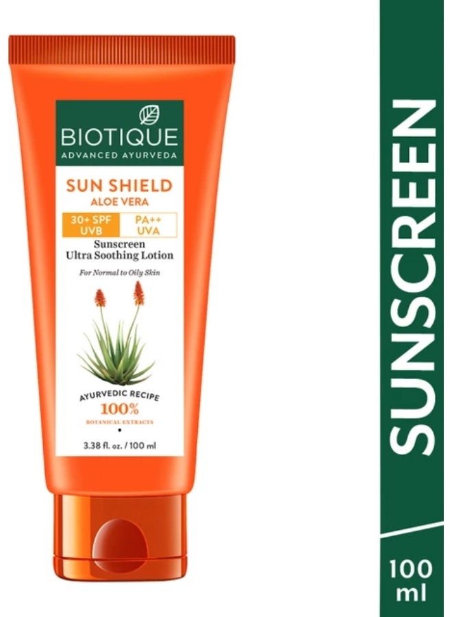 Biotique Sun Shield Aloe Vera 30+ Spf Sunscreen Ultra Soothing Lotion For Normal Skin, 100Ml - Image 2